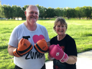 Megan and Robert taking a boxercise class