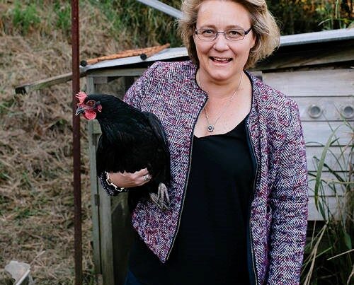 Leanne Kemp and her pet Chicken