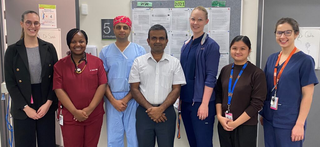 Caption from left: Carla Pecoraro, Tendai Miller, Jeevan Jangam, Dr Lilantha Wedisinghe, Sarah Skalecki, Abigail Bangoy, Emily Wilson